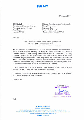 Thumbnail Voltas
 Quarterly Report 2019-2020-q1