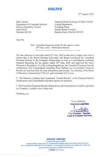 Thumbnail Voltas
 Quarterly Report 2022-2023-q1