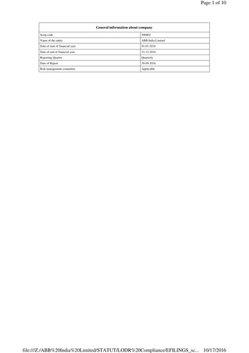 Thumbnail ABB India
 Quarterly Report 2016-q3
