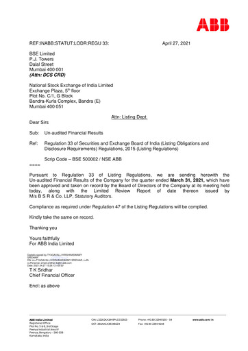 Thumbnail ABB India
 Quarterly Report 2021-q1
