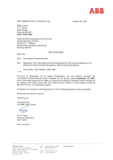 Thumbnail ABB India
 Quarterly Report 2021-q3