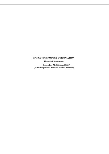 Thumbnail Nanya Technology
 Financial Statement 2007