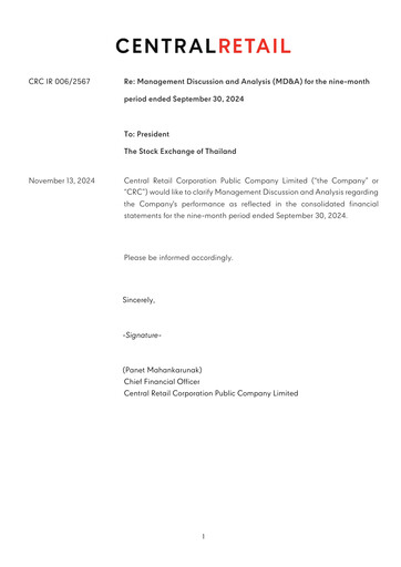 Thumbnail Central Retail Corporation Quarterly Report 2024-q3
