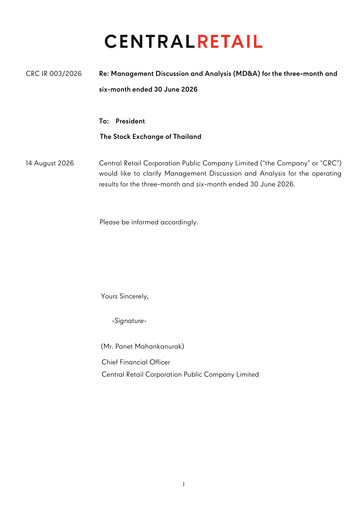 Thumbnail Central Retail Corporation Quarterly Report 2026-q2
