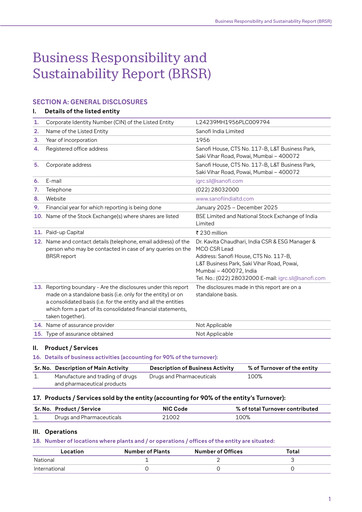 Thumbnail Sanofi India Limited ESG Report 2025