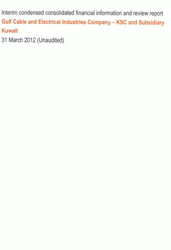 Thumbnail Gulf Cable and Electrical Industries Company - KPSC Financial Statement 2012-q1