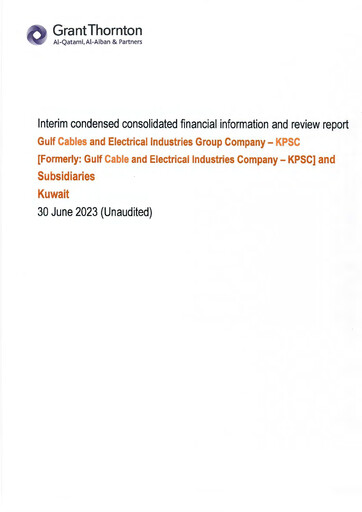 Thumbnail Gulf Cable and Electrical Industries Company - KPSC Financial Statement 2023-h1