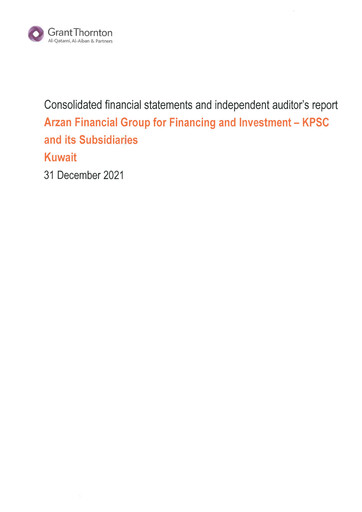 Thumbnail Arzan Financial Group for Financing and Investment Financial Statement 2021