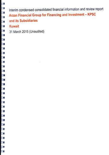 Vorschaubild Arzan Financial Group for Financing and Investment Quartalsbericht 2015-q1