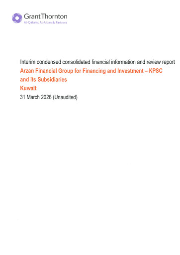 Thumbnail Arzan Financial Group for Financing and Investment Quarterly Report 2026-q1