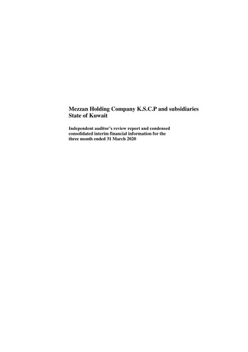 Vorschaubild Mezzan Holding Company Quartalsbericht 2020-q1