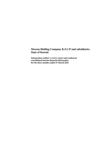 Vorschaubild Mezzan Holding Company Quartalsbericht 2021-q1