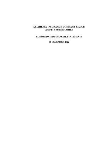 Thumbnail Al-Ahleia Insurance Financial Statement 2022
