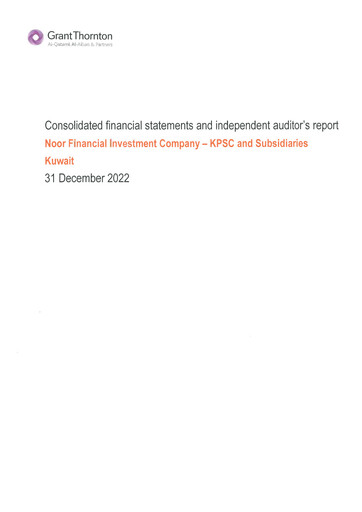 Miniature Noor Financial Investment Company Bilan financier 2022