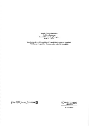 Thumbnail Kuwait Cement Company Financial Report 2009-h1