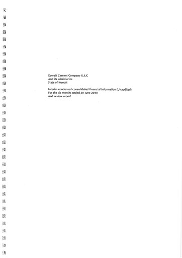 Thumbnail Kuwait Cement Company Financial Report 2010-h1