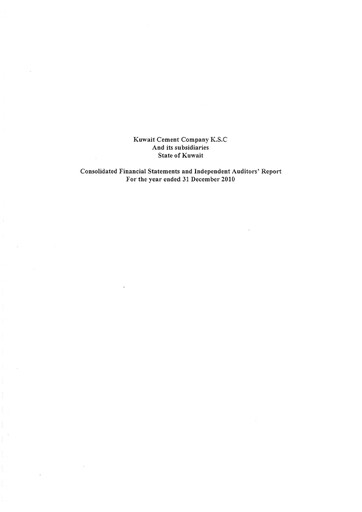 Thumbnail Kuwait Cement Company Financial Report 2010