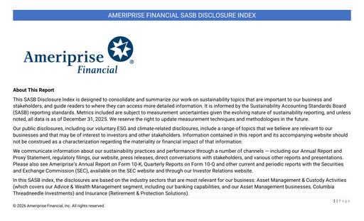Vorschaubild Ameriprise Financial
 ESG-Bericht 2025