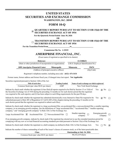 Thumbnail Ameriprise Financial
 Quarterly Report 2026-q2