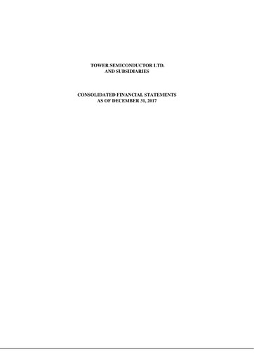 Miniature Tower Semiconductor Bilan financier 2017