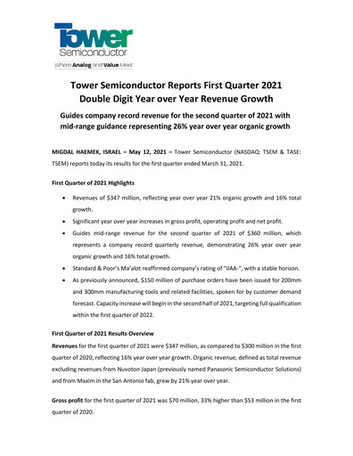 Thumbnail Tower Semiconductor Quarterly Report 2021-q1