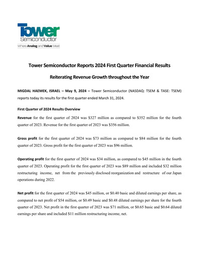 Thumbnail Tower Semiconductor Quarterly Report 2024-q1