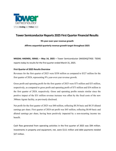 Thumbnail Tower Semiconductor Quarterly Report 2025-q1
