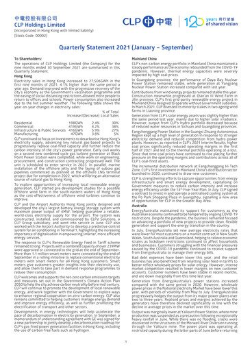 Thumbnail CLP Group
 Quarterly Report 2021-q3