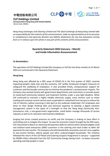 Thumbnail CLP Group
 Quarterly Report 2022-q1