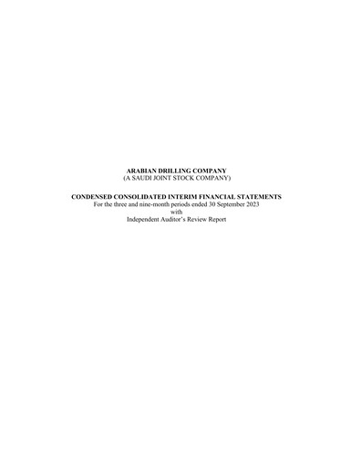 Thumbnail Arabian Drilling Company Quarterly Report 2023-q3