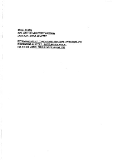 Thumbnail Dar Al Arkan Real Estate Development Company Financial Statement 2019-h1