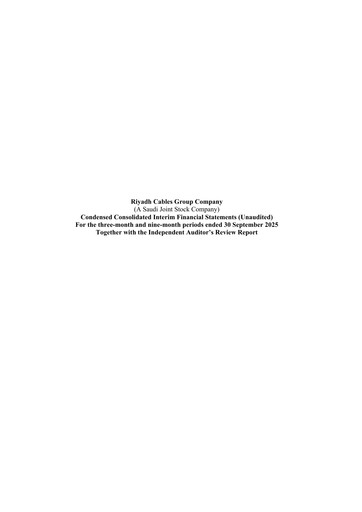 Thumbnail Riyadh Cables Group Company Quarterly Report 2025-q3