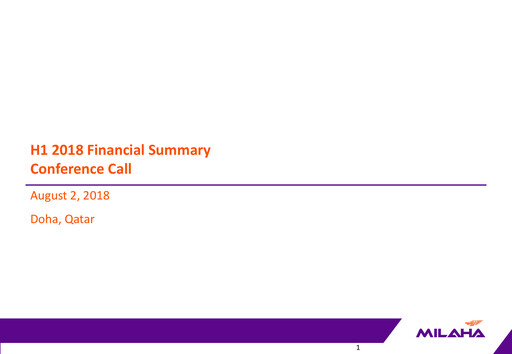 Miniature Milaha - Qatar Navigation Rapport semestriel 2018-h1