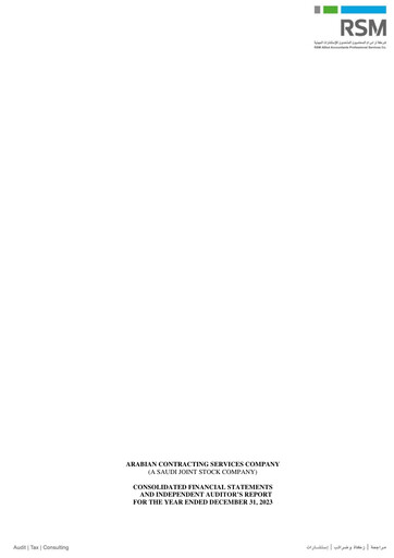Thumbnail Arabian Contracting Services Company Financial Statement 2023