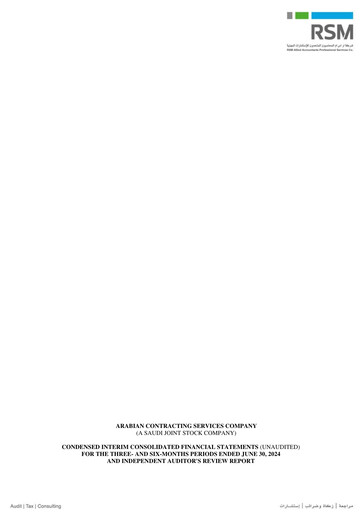 Thumbnail Arabian Contracting Services Company Quarterly Report 2024-q2