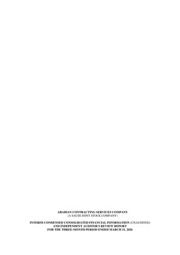 Thumbnail Arabian Contracting Services Company Quarterly Report 2026-q1