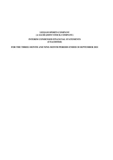 Thumbnail Leejam Sports Company Financial Statement 2021-q3