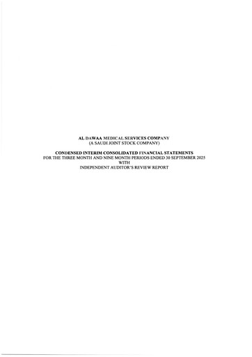 Thumbnail Al-Dawaa Medical Services Company Financial Statement 2025-9m