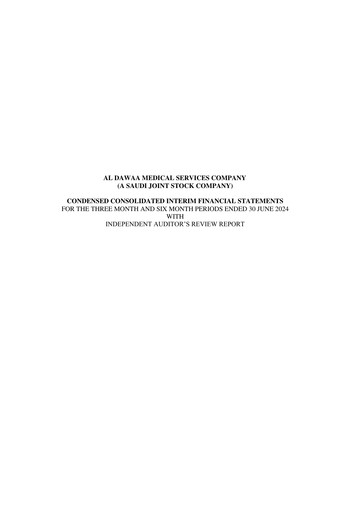 Thumbnail Al-Dawaa Medical Services Company Quarterly Report 2024-q2