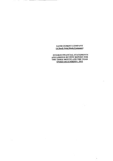 Thumbnail Saudi Cement Company Financial Statement 2012
