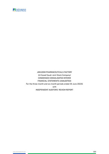 Thumbnail Jamjoom Pharmaceuticals Factory Company Quarterly Report 2022-q2