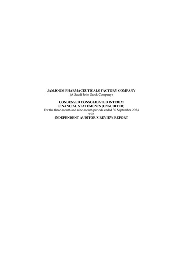Thumbnail Jamjoom Pharmaceuticals Factory Company Quarterly Report 2024-q3