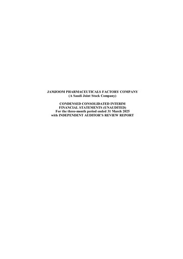Thumbnail Jamjoom Pharmaceuticals Factory Company Quarterly Report 2025-q1