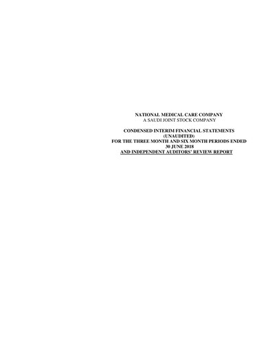 Thumbnail National Medical Care Company Financial Statement 2018-h1