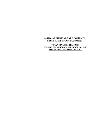 Thumbnail National Medical Care Company Financial Statement 2021