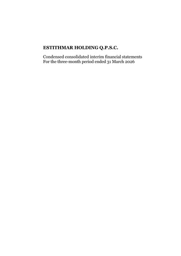 Thumbnail Estithmar Holding Quarterly Report 2026-q1