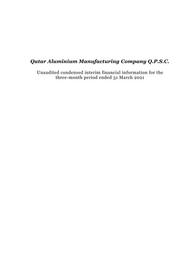 Thumbnail Qatar Aluminium Manufacturing Company Financial Statement 2021-q1