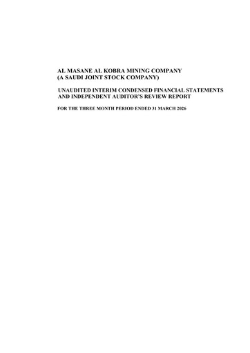Miniature Al Masane Al Kobra Mining Company Bilan financier 2026-q1