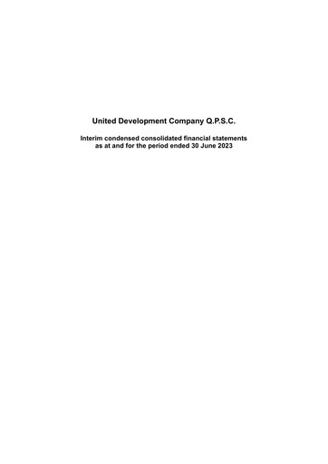 Thumbnail United Development Company Half-year Report 2023-h1