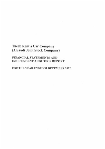 Thumbnail Theeb Rent A Car Company Financial Statement 2022